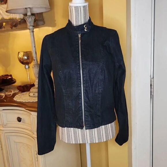 Chaps Denim jacket women's size M dark blue indigo - Picture 1 of 4